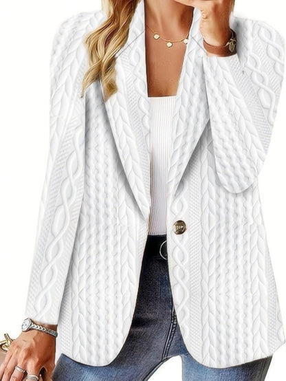 Women's elegant knitted blazer jacket with cable pattern NOVAE