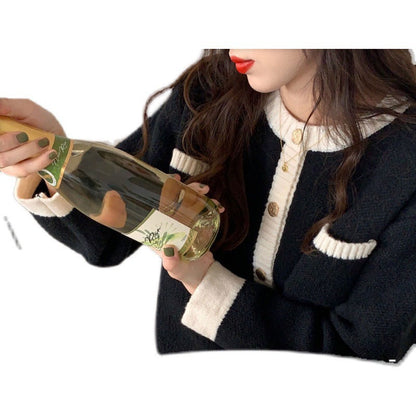 Women's cardigan with high-quality details and fashionable two-tone design NOVAE