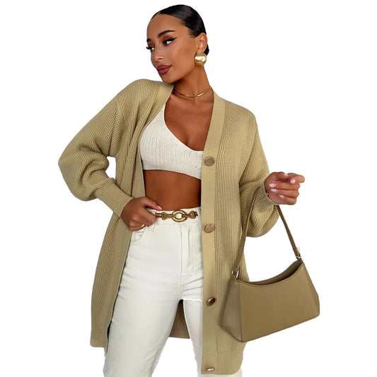 Women's oversized cardigan with decorative buttons NOVAE