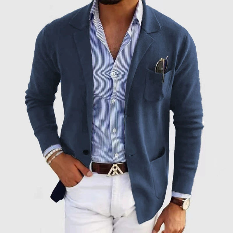Men's elegant fine knit blazer with practical pockets NOVAE