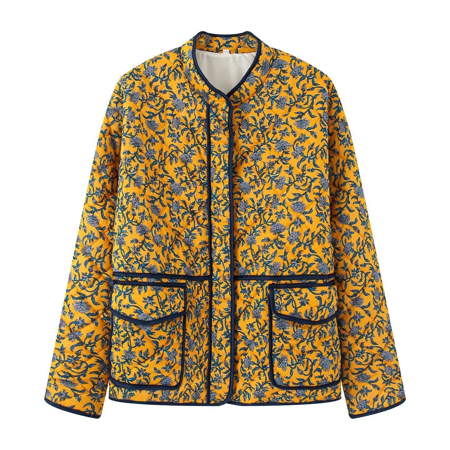 Women's quilted floral pattern jacket with practical pockets NOVAE