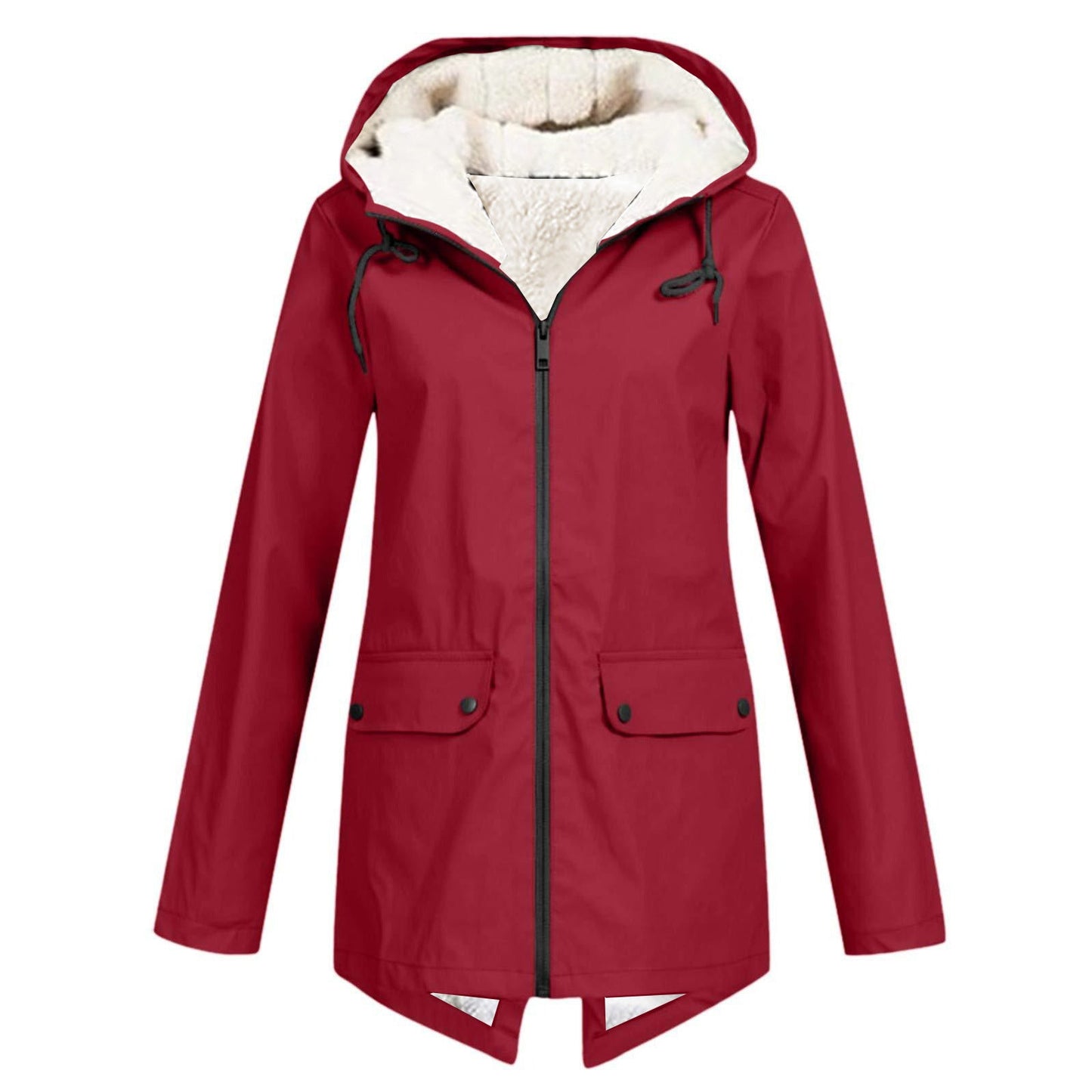 Women's weatherproof and lined rain jacket with adjustable hood collar NOVAE