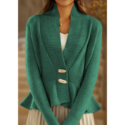Women's cardigan with asymmetrical cut and decorative buttons NOVAE
