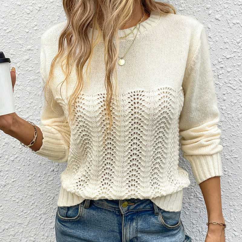Women's knit sweater with a sophisticated wave pattern and high flexibility NOVAE