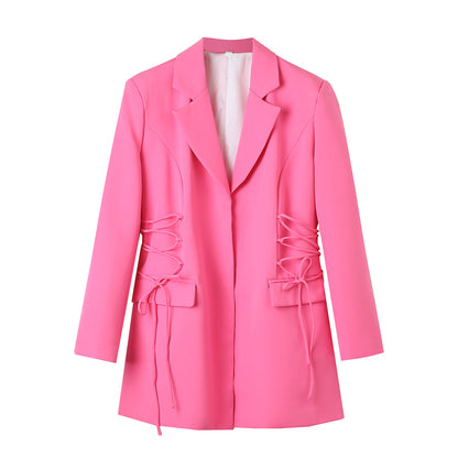 Women's fashionable blazer with sophisticated lacing details and practical pockets NOVAE