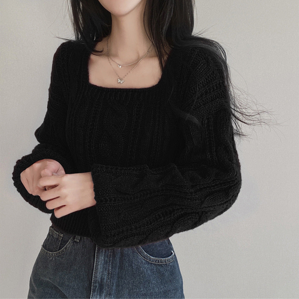 Women's fashionable knitted sweater with cable pattern and loose fit NOVAE