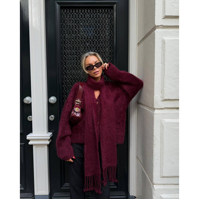 Women's cozy knit sweater with innovative cut NOVAE