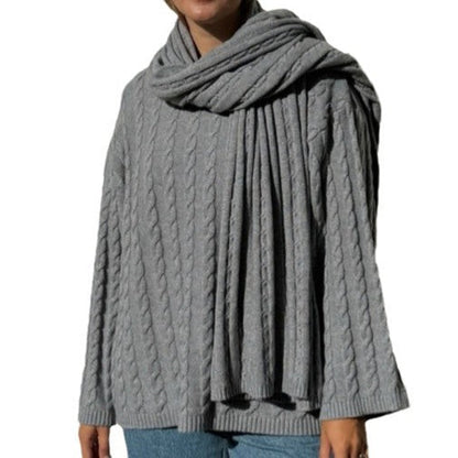 Women's Oversized Knit Sweater with Scarf NOVAE