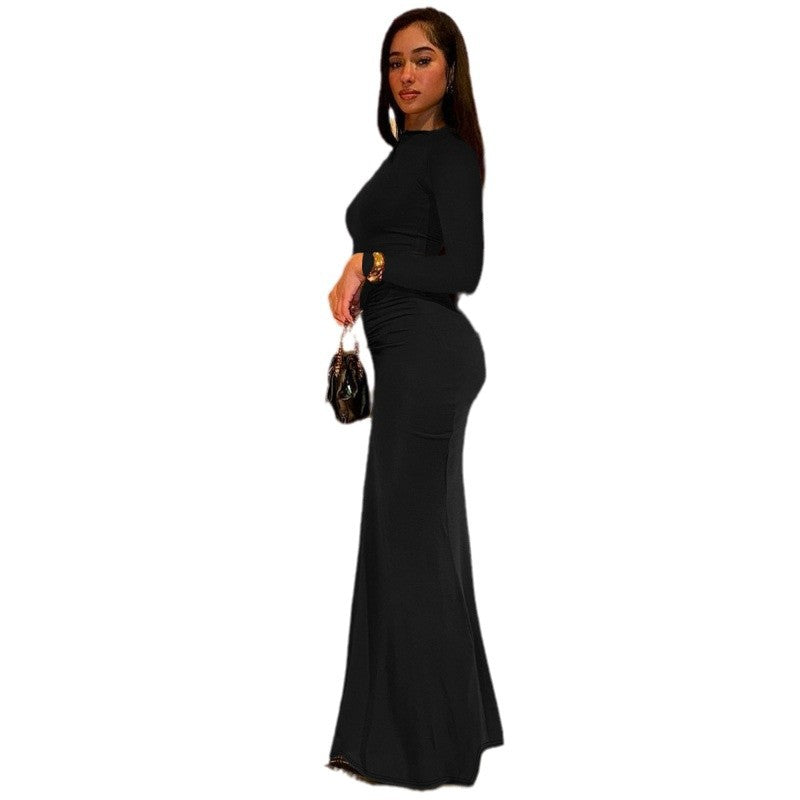 Women's Elegant Long-Sleeve Maxi Dress with Figure-Shaping Design NOVAE