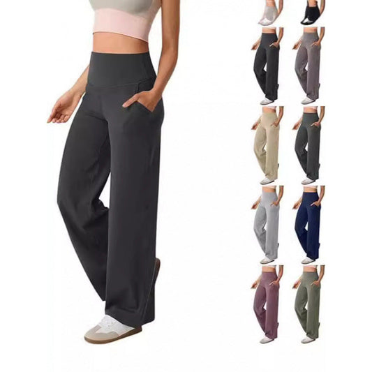 Women's wide-leg high-waisted leisure trousers with practical pockets NOVAE