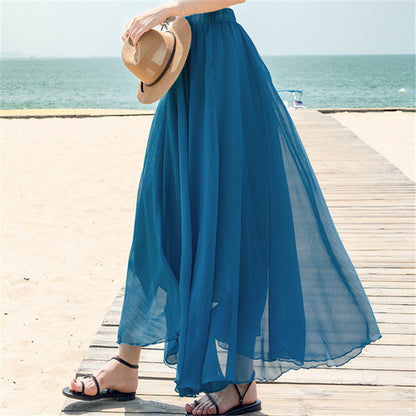 Women's Long, Flowing Chiffon Skirt with Elastic Waistband NOVAE