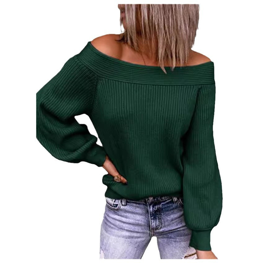 Women's off-the-shoulder pullover with voluminous sleeves NOVAE