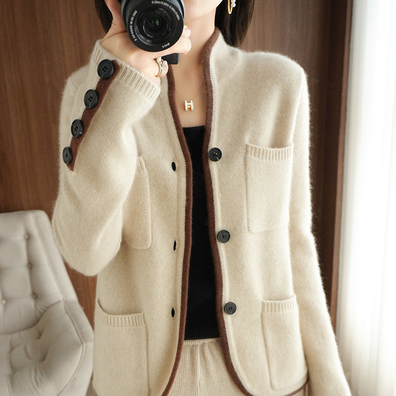 Women's cardigan with high-quality wool and practical pockets NOVAE