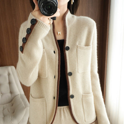 Women's cardigan with high-quality wool and practical pockets NOVAE