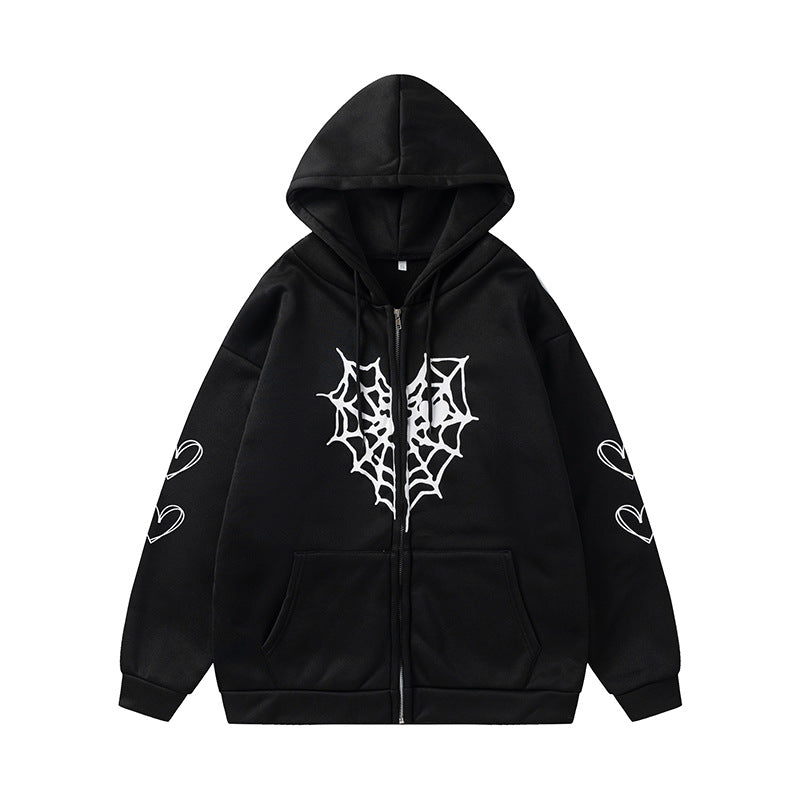 Women's hooded jacket with striking spider motif and practical pockets NOVAE