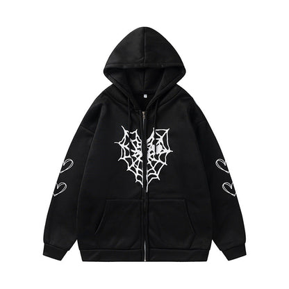 Women's hooded jacket with striking spider motif and practical pockets NOVAE
