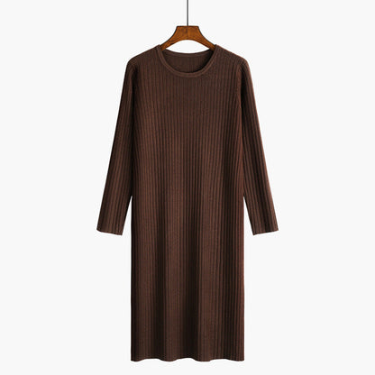 Women's knit dress with fine rib structure NOVAE