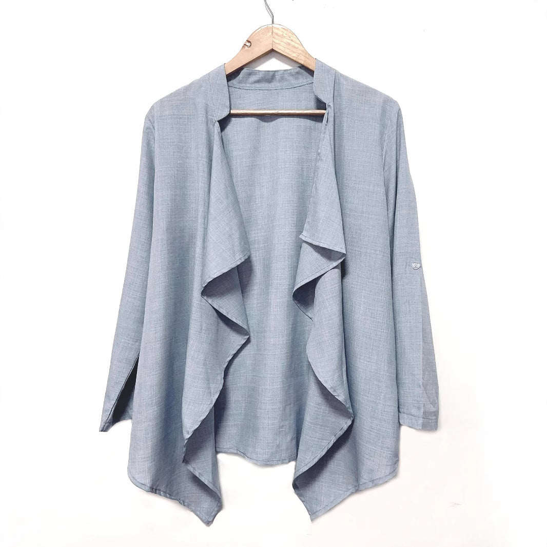 Women's casual long jacket with asymmetrical cut NOVAE