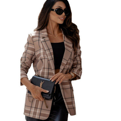 Women's checked blazer in a modern oversized cut with elegant details NOVAE