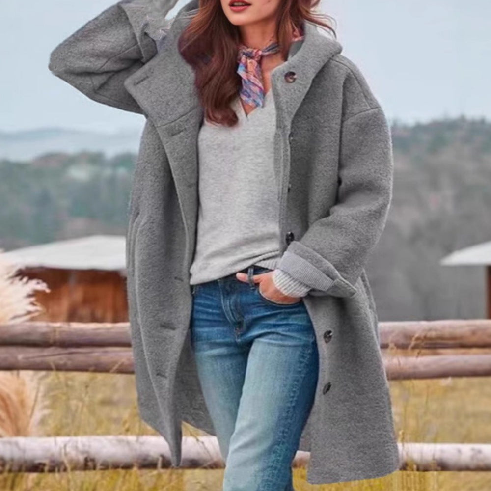 Women's casual oversized fleece coat with practical pockets NOVAE