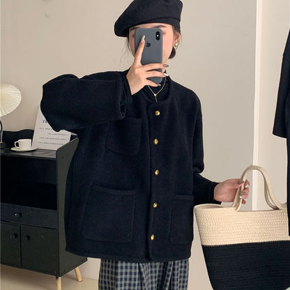 Women's soft jacket with decorative buttons and large pockets NOVAE