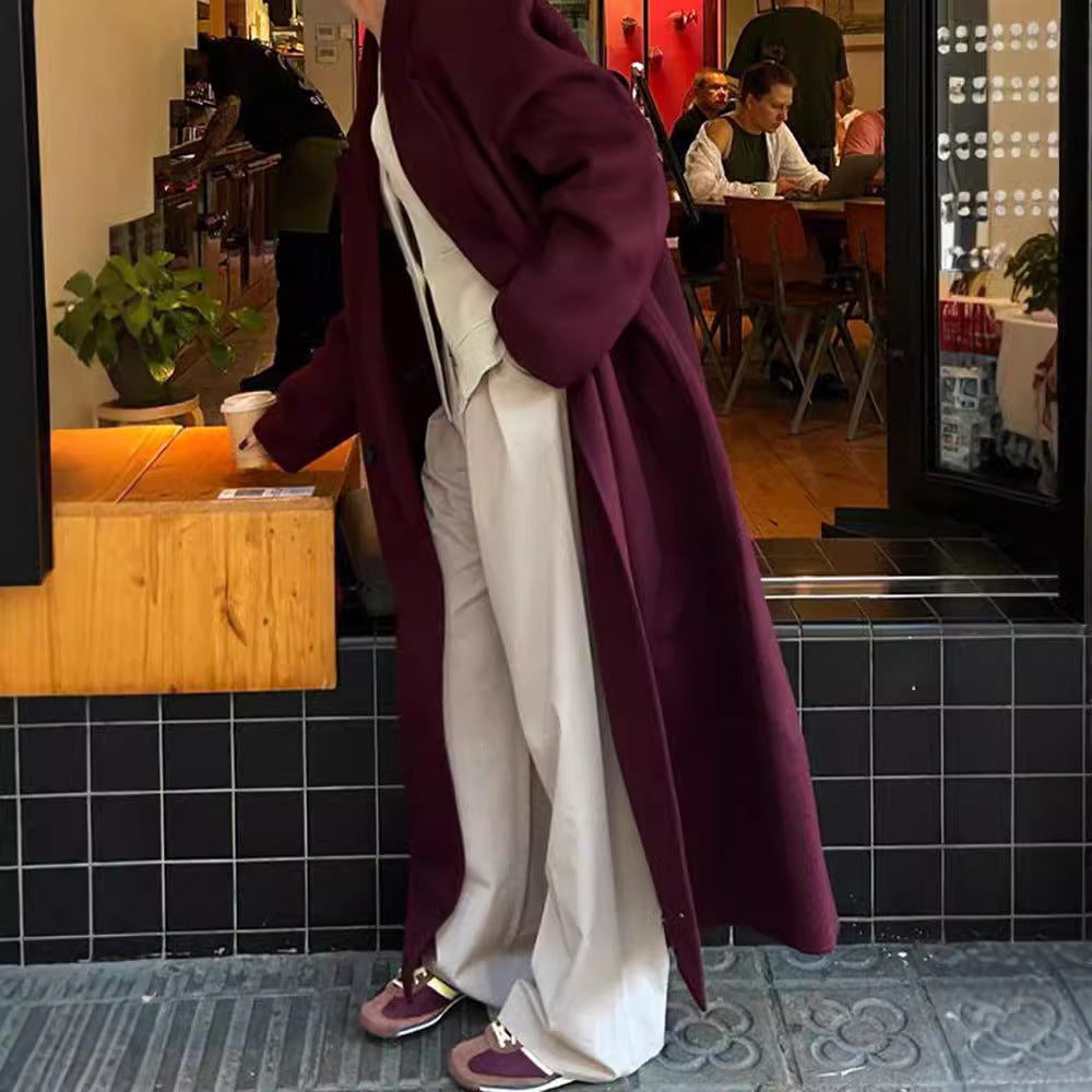 Women's Elegant Wool Coat with Double-Button Design NOVAE