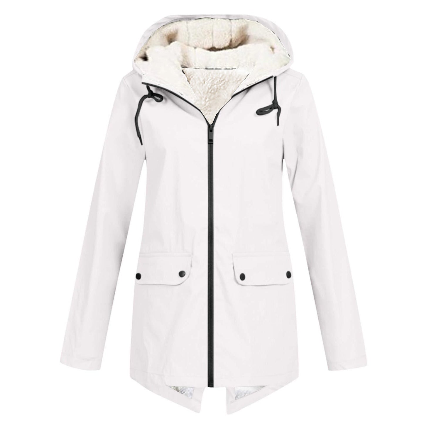 Women's weatherproof and lined rain jacket with adjustable hood collar NOVAE
