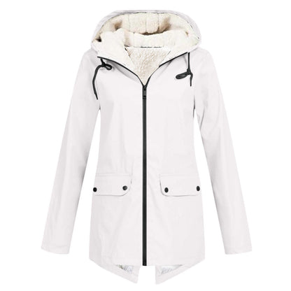 Women's weatherproof and lined rain jacket with adjustable hood collar NOVAE
