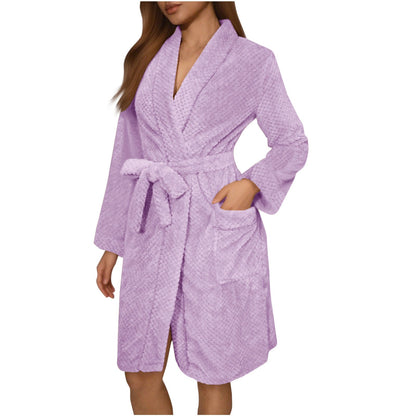 Women's Cozy Bathrobe with Belt and Pockets NOVAE