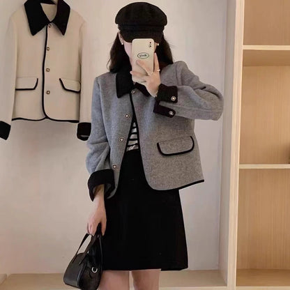 Women's elegant short jacket with contrasting details NOVAE