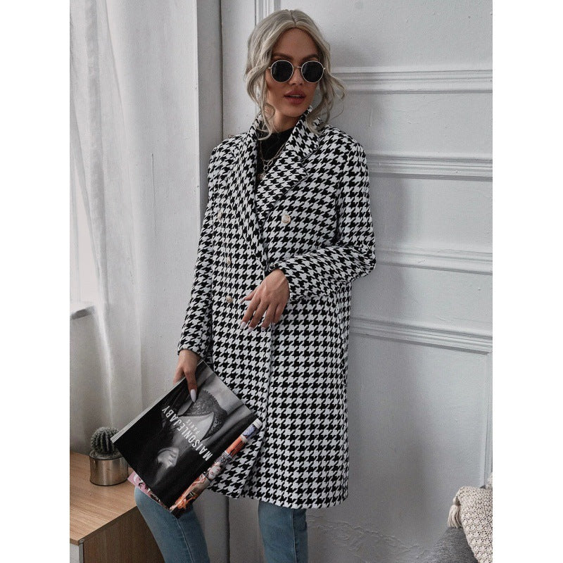 Women's oversized blazer in exclusive houndstooth design NOVAE