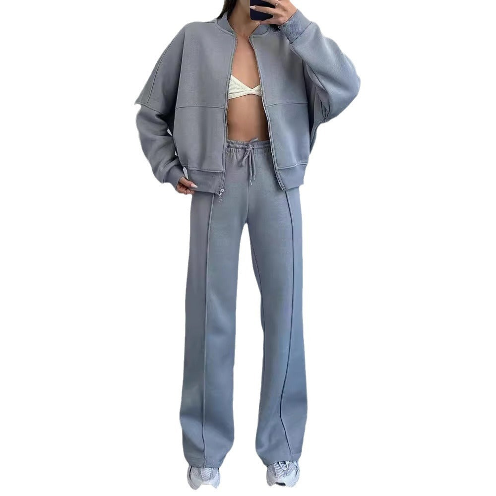 Women's sporty lounge set with zip-up jacket and wide-leg trousers NOVAE