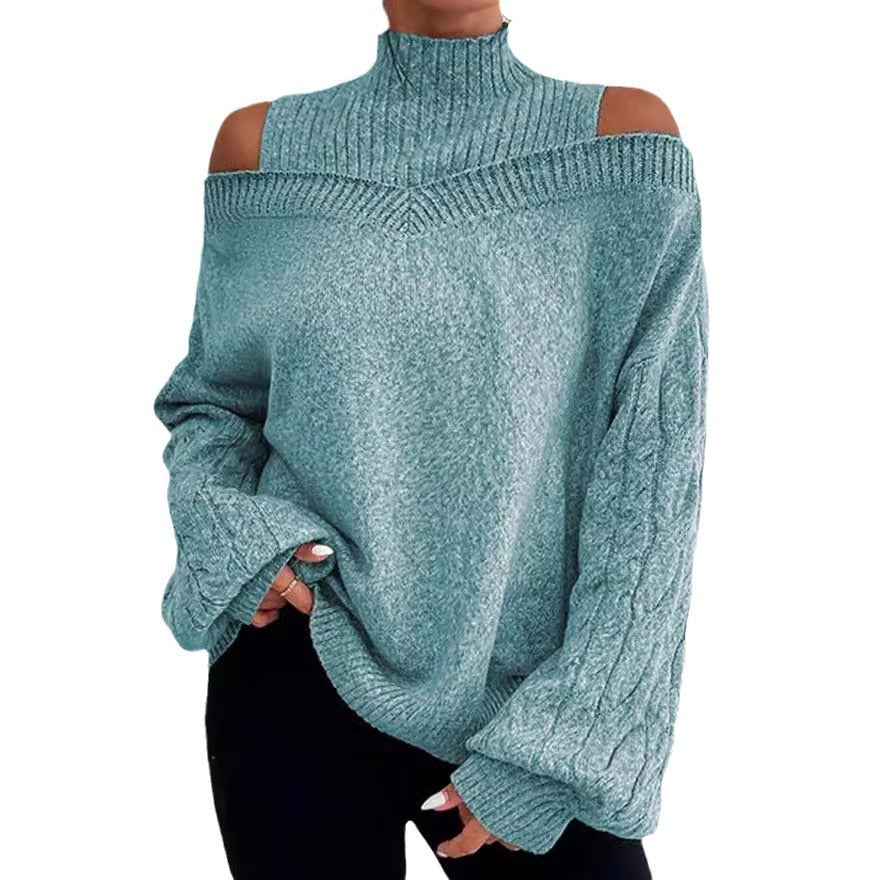 Women's pullover with off-the-shoulder sleeves and high collar NOVAE