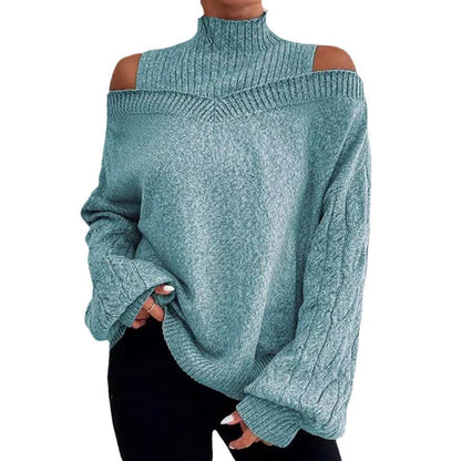 Women's pullover with off-the-shoulder sleeves and high collar NOVAE