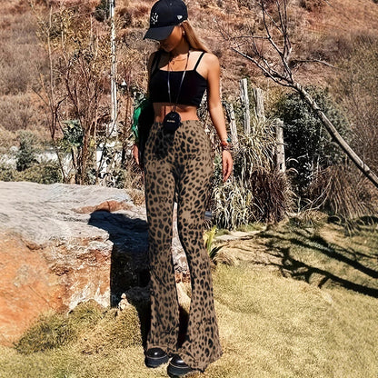 Women's flared leggings with trendy leopard print NOVAE