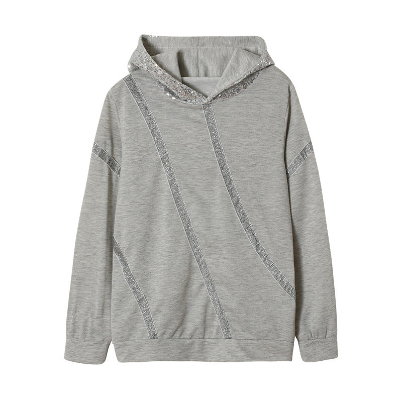 Women's hoodie with glitter accents and a modern cut NOVAE