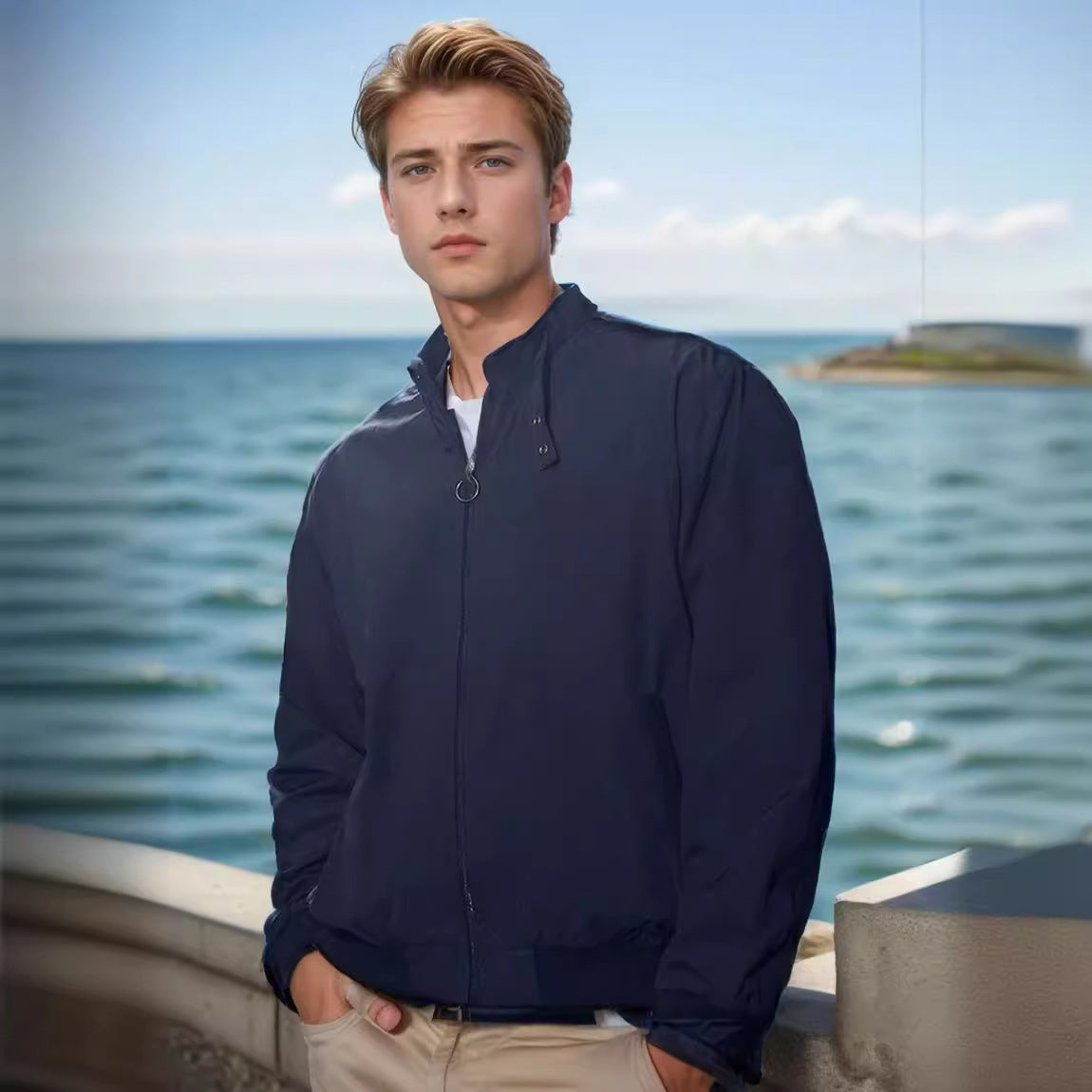 Men's lightweight and functional transitional jacket with high-closing collar NOVAE