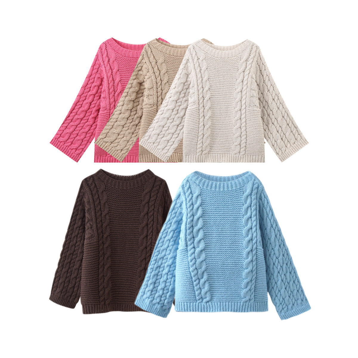 Women's cable-patterned, loose-fitting knit sweater NOVAE