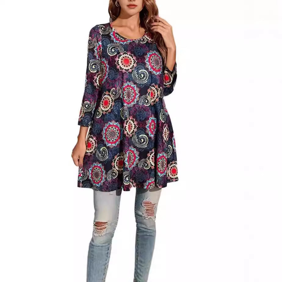 Women's tunic with unique mandala print NOVAE