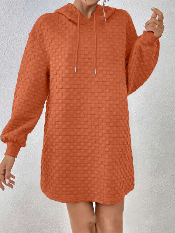 Women's hooded dress in textured material NOVAE