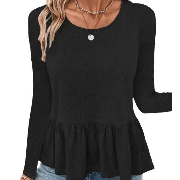 Women's long-sleeved shirt with a voluminous peplum cut NOVAE