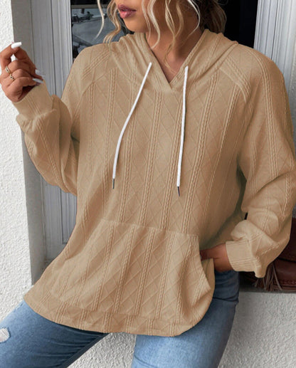 Women's Oversized Knit Hoodie with V-Neck and Stylish Hood NOVAE