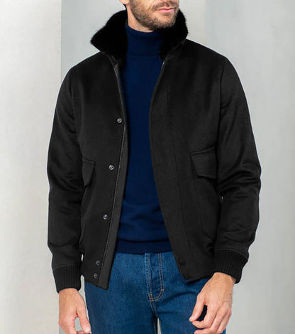 Men's stylish transitional jacket with soft collar and practical side pockets NOVAE