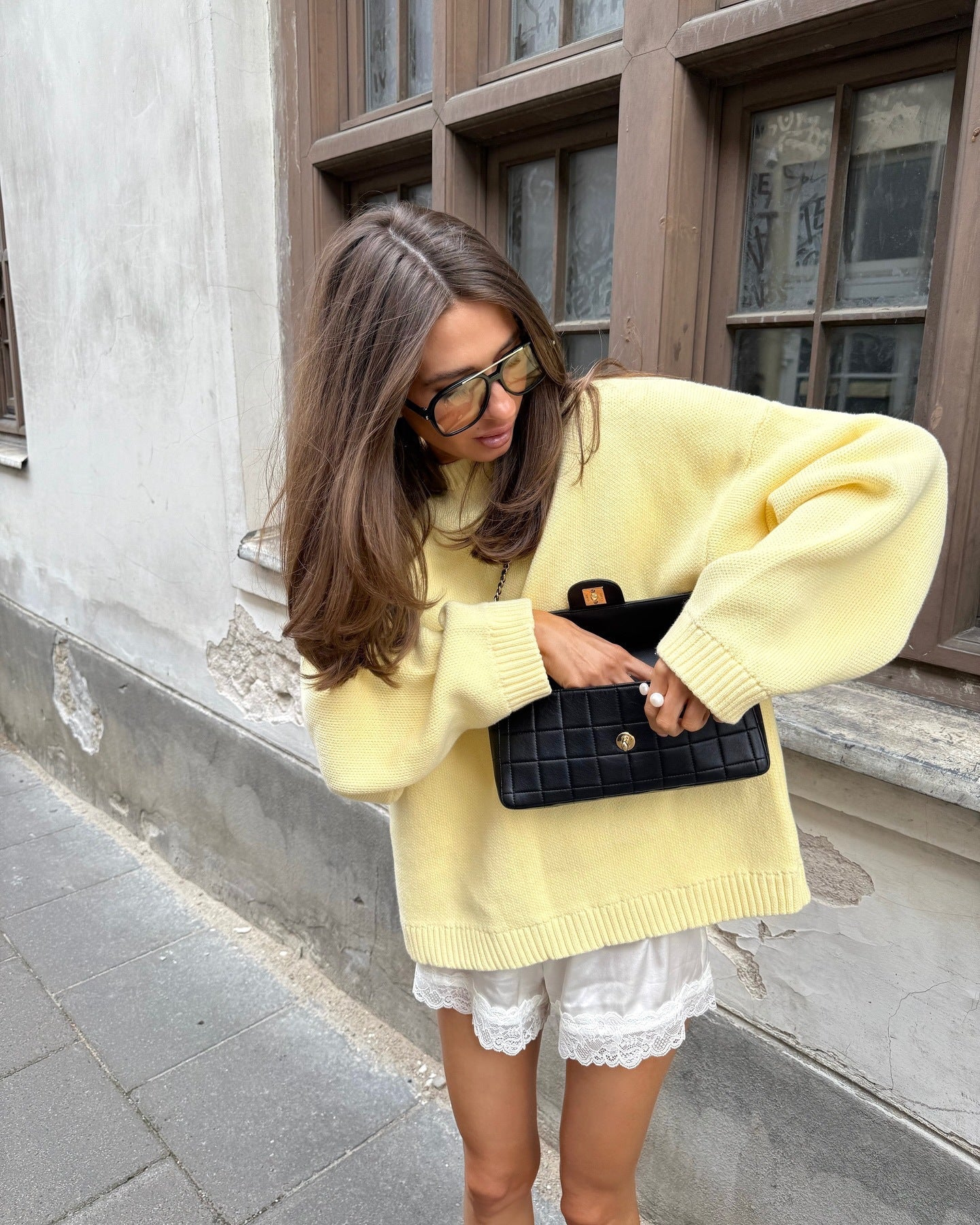 Women's patterned knit sweater with an oversized cut and elegant silhouette NOVAE