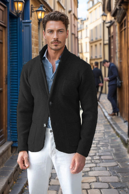 Men's modern cut knit coat with comfortable collar and practical pockets NOVAE