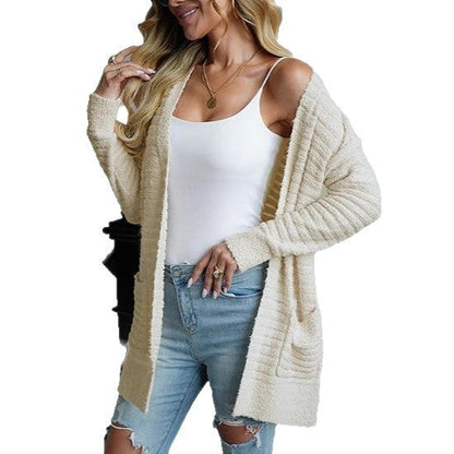 Women's Cozy Cardigan with Pockets and Texture NOVAE