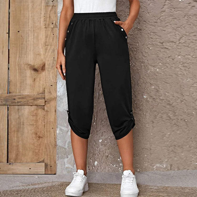 Women's sporty leisure trousers with elasticated waistband and practical side pockets NOVAE