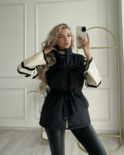 Women's sporty vest with hood and drawstring waist NOVAE