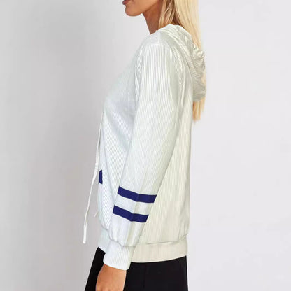 Women's hooded sweatshirt with a nautical anchor design and fine ribbed texture NOVAE