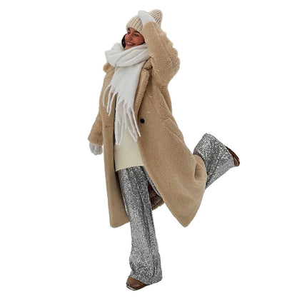 Women's cozy oversized winter coat with soft teddy fleece NOVAE